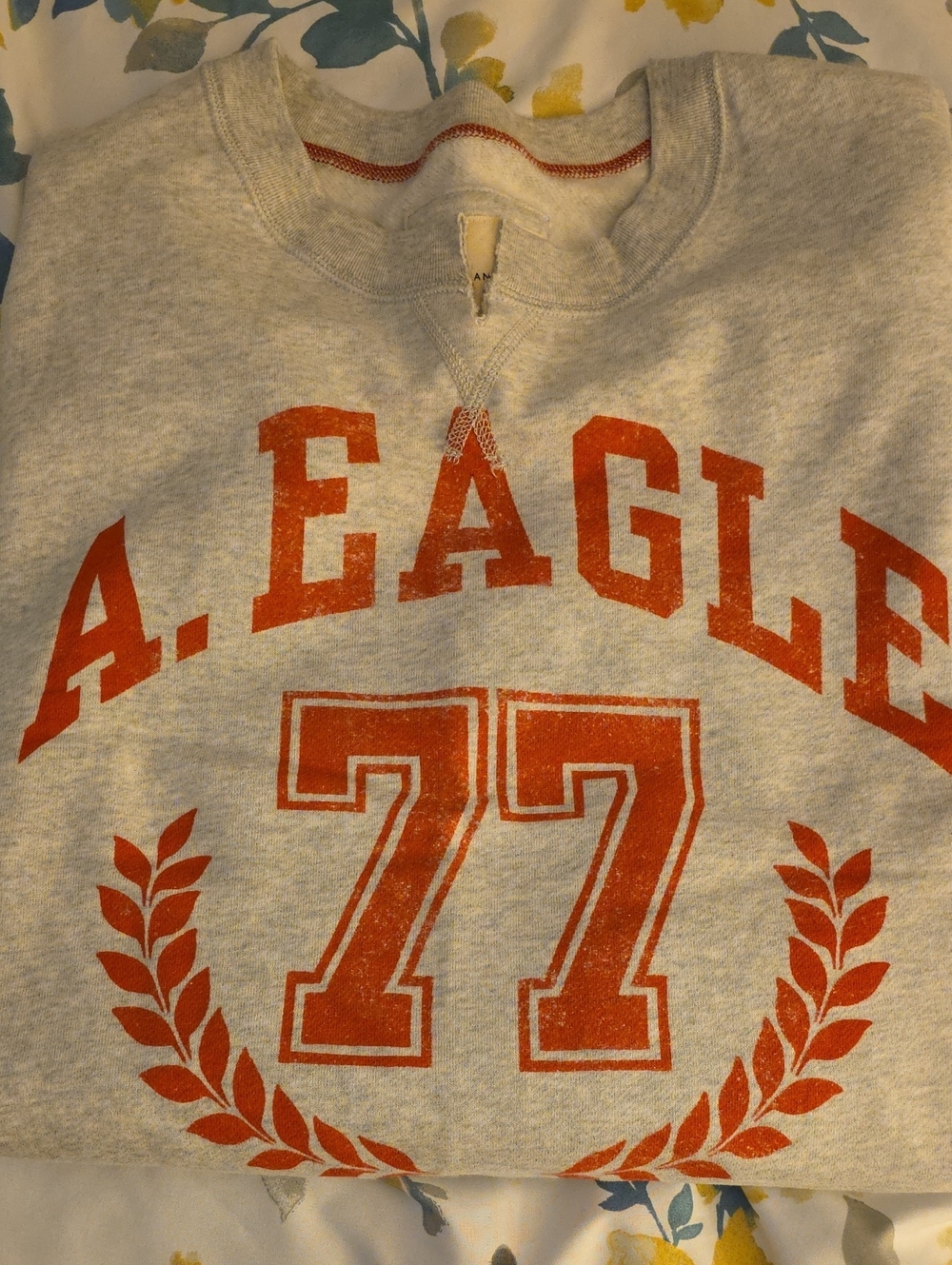 American Eagle Light Gray Sweatshirt with Cream Label